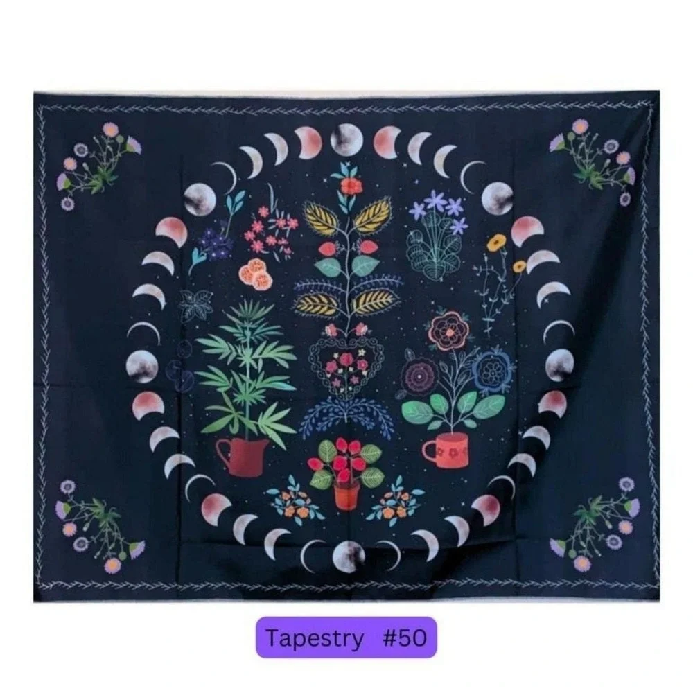 Moon phase plants Tapestry Wall Art Gift boho‎ Hippie
